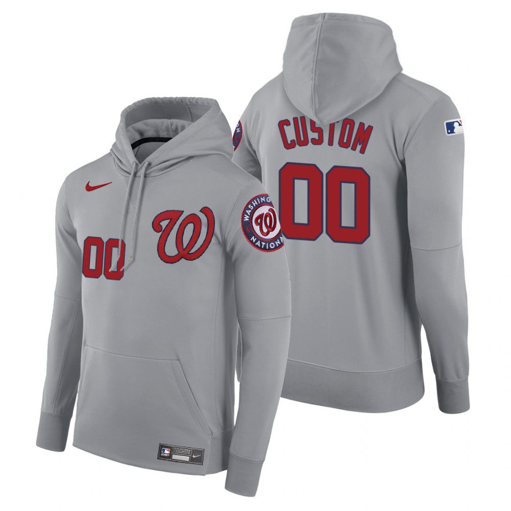 Men Washington Nationals #00 Custom gray road hoodie 2021 MLB Nike Jerseys